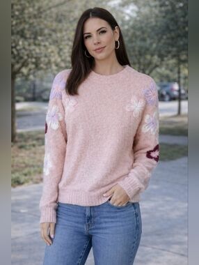 Boundless North Blush Floral Embroidered Sweater
